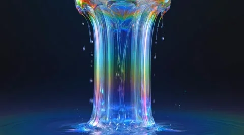 Abstract iridescent fluid splash on dark background Stock Footage 331461489