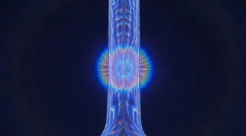 Abstract iridescent glass column with rainbow halo Stock Footage 331452086