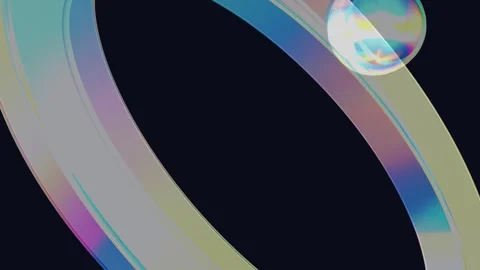 Abstract Iridescent Glass Shape Video Footage With Circle Vidéo 334098274