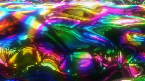 Abstract Iridescent Rainbow Bubble Blobs Float Flowing Liquid Fluid Stock Footage 162447791