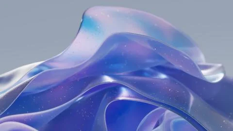 Abstract Iridescent Translucent Ribbon Waves Stock Illustration