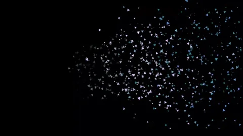 Abstract iridescent triangular particles glittering in a dynamic floating stream Stock Footage 328533577