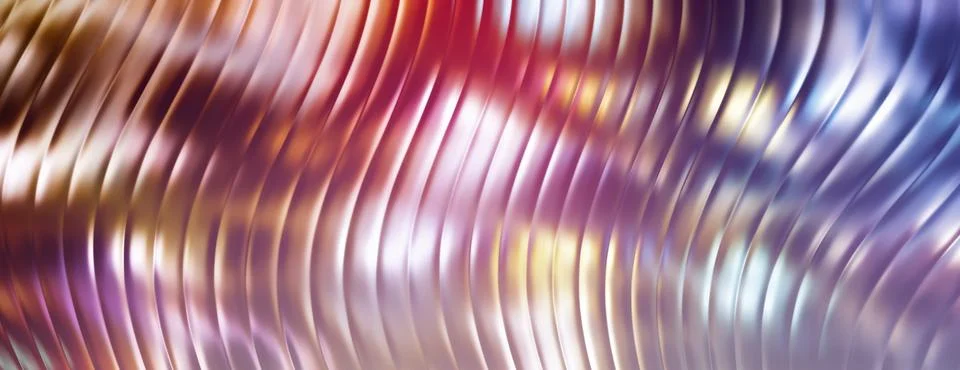 Abstract iridescent wavy lines background smooth colorful metallic foil rippl Illustrazione stock