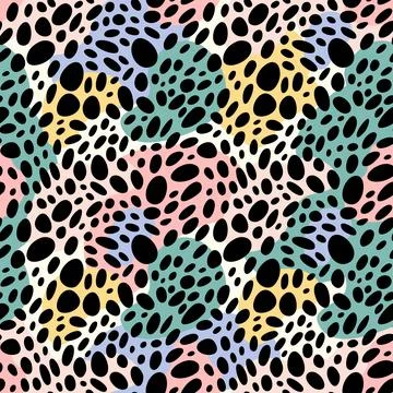 Abstract irregular brush spots, abstract wild animal skin print, seamless vec Stock Illustration
