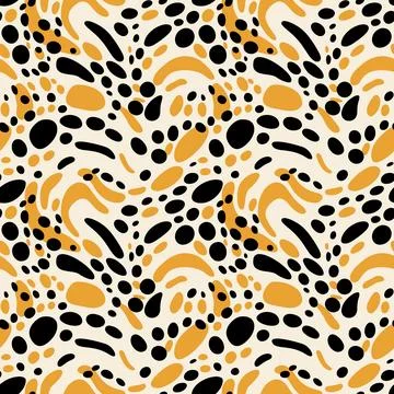Abstract irregular brush spots, abstract wild animal skin print, seamless vec Stock Illustration