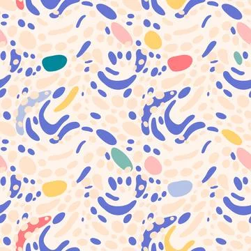 Abstract irregular brush spots, wild animal skin print, seamless vector pat.. Stock Illustration