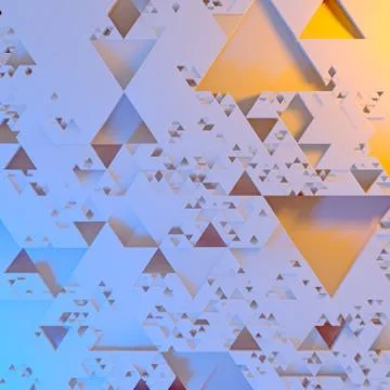 Abstract Irregular Futuristic architectural pattern, triangles 3d illustration 스톡 일러스트