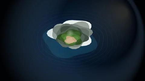 Abstract island map concept with topographical lines and green layers on da.. Stock Footage 346716000