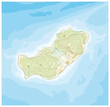 Abstract island map pattern with topographic heights and deep lines Stock Illustration
