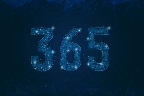 Abstract isolated blue image of 365 Logo. Polygonal low poly wireframe Stock Illustration