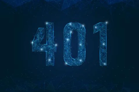 Abstract isolated blue image of 401 error, unauthorized access concept Illustrazione stock