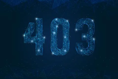 Abstract isolated blue image of 403 error. Polygonal low poly wireframe Stock Illustration