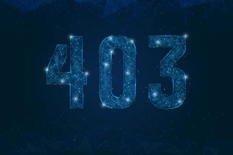 Abstract isolated blue image of 403 error. Polygonal low poly wireframe Stock Illustration