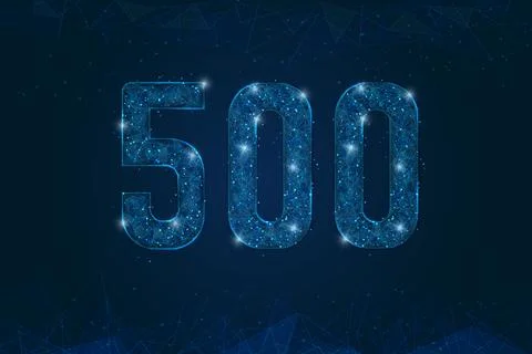Abstract isolated blue image of 500 Internal server error concept. Polygonal low 스톡 일러스트
