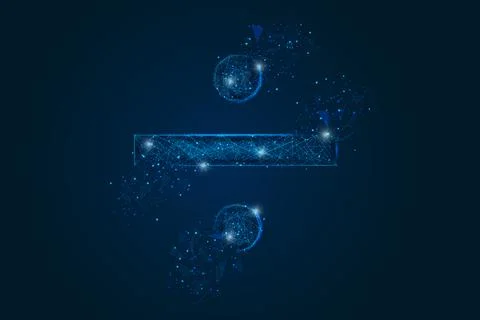 Abstract isolated blue image of a division sign. Polygonal illustration looks Stock Illustration