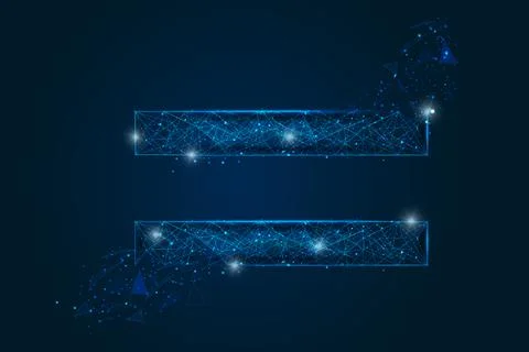 Abstract isolated blue image of a equal sign. Polygonal illustration looks like Stock Illustration