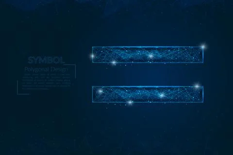 Abstract isolated blue image of a equal sign. Polygonal illustration looks like Illustrazione stock