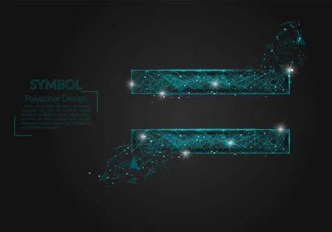 Abstract isolated blue image of a equal sign. Polygonal illustration looks like Stock Illustration