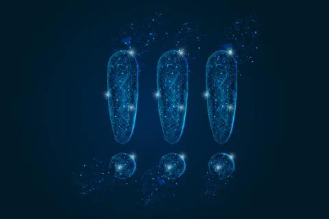 Abstract isolated blue image of a exclamation mark. Polygonal illustration looks Stock Illustration