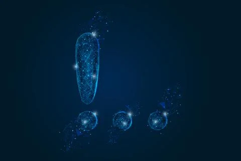 Abstract isolated blue image of a exclamation mark. Polygonal illustration looks Stock Illustration