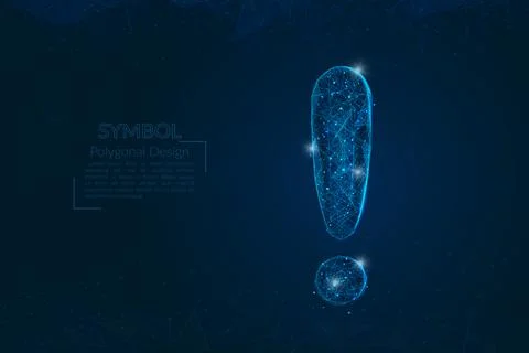 Abstract isolated blue image of a exclamation mark. Polygonal illustration looks Stock Illustration