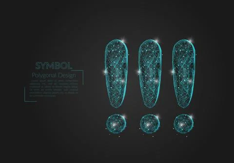 Abstract isolated blue image of a exclamation mark. Polygonal illustration lo Stock Illustration