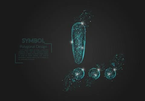 Abstract isolated blue image of a exclamation mark. Polygonal illustration lo Stock Illustration