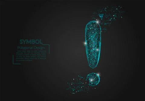 Abstract isolated blue image of a exclamation mark. Polygonal illustration looks Stock Illustration