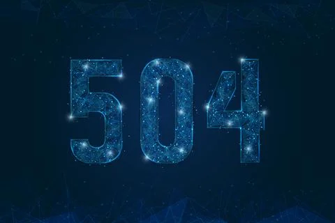 Abstract isolated blue image of HTTP Error 504 Gateway Timeout. Polygonal low Illustrazione stock