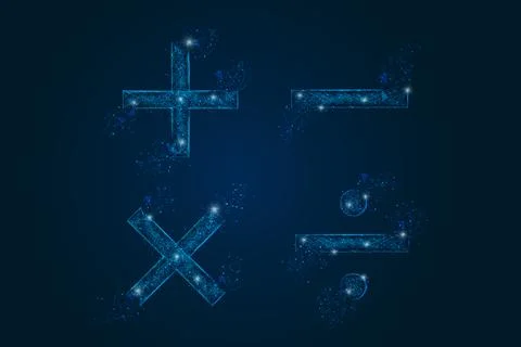 Abstract isolated blue image of a math signs. Polygonal illustration looks like Stock Illustration