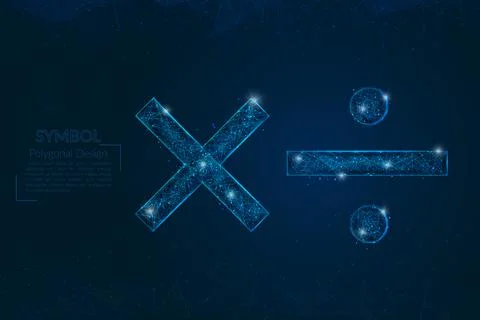 Abstract isolated blue image of a math signs. Polygonal illustration looks like Stock Illustration