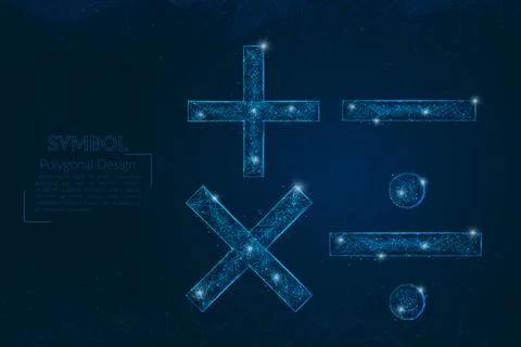 Abstract isolated blue image of a math signs. Polygonal illustration looks like Stock Illustration