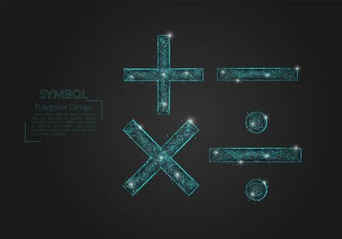 Abstract isolated blue image of a math signs. Polygonal illustration looks li Illustrazione stock