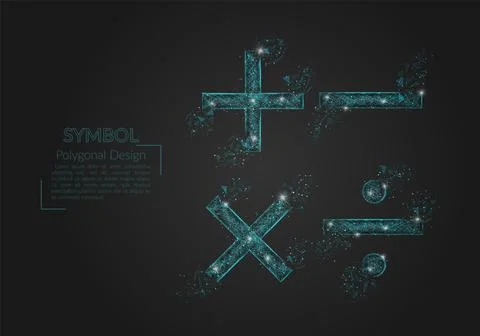 Abstract isolated blue image of a math signs. Polygonal illustration looks li Stock Illustration