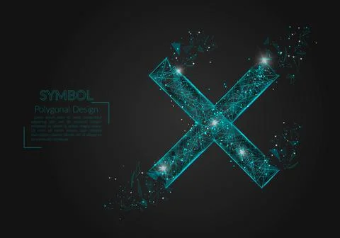 Abstract isolated blue image of a multiply sign. Polygonal illustration looks Stock Illustration