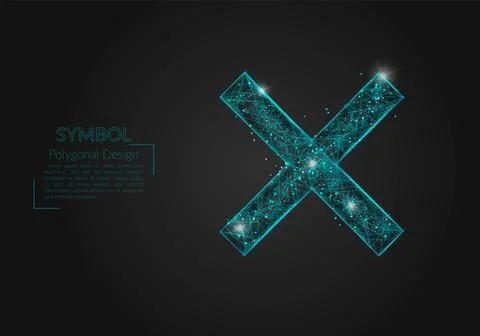 Abstract isolated blue image of a multiply sign. Polygonal illustration looks Stock Illustration