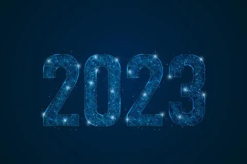 Abstract isolated blue image of new year number 2023. Polygonal low poly Stock Illustration