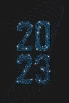 Abstract isolated blue image of new year number 2023. Polygonal low poly Stock Illustration