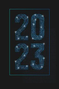 Abstract isolated blue image of new year number 2023. Polygonal low poly Stock Illustration
