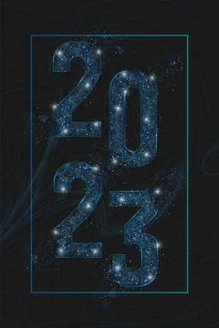 Abstract isolated blue image of new year number 2023. Polygonal low poly Stock Illustration