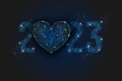 Abstract isolated blue image of new year number 2023. Polygonal low poly Illustrazione stock