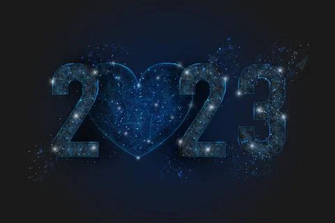 Abstract isolated blue image of new year number 2023. Polygonal low poly Stock Illustration