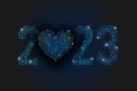 Abstract isolated blue image of new year number 2023. Polygonal low poly Illustrazione stock