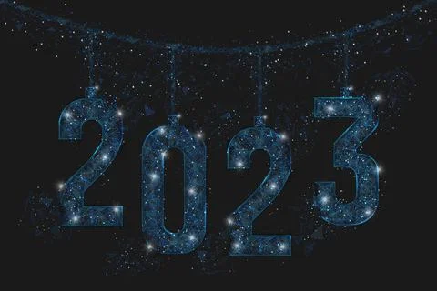 Abstract isolated blue image of new year number 2023. Polygonal low poly Stock Illustration