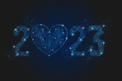 Abstract isolated blue image of new year number 2023. Polygonal low poly Stock Illustration