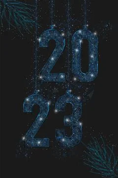 Abstract isolated blue image of new year number 2023. Polygonal low poly Stock Illustration