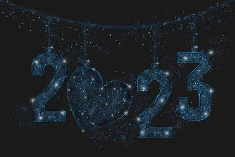 Abstract isolated blue image of new year number 2023. Polygonal low poly Stock Illustration