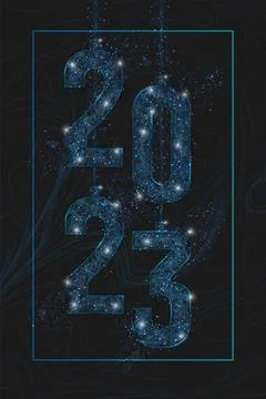 Abstract isolated blue image of new year number 2023. Polygonal low poly Illustrazione stock