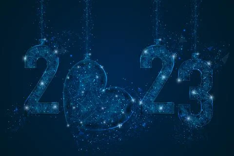 Abstract isolated blue image of new year number 2023. Polygonal low poly Stock Illustration
