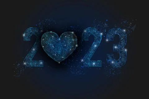 Abstract isolated blue image of new year number 2023. Polygonal low poly Illustrazione stock